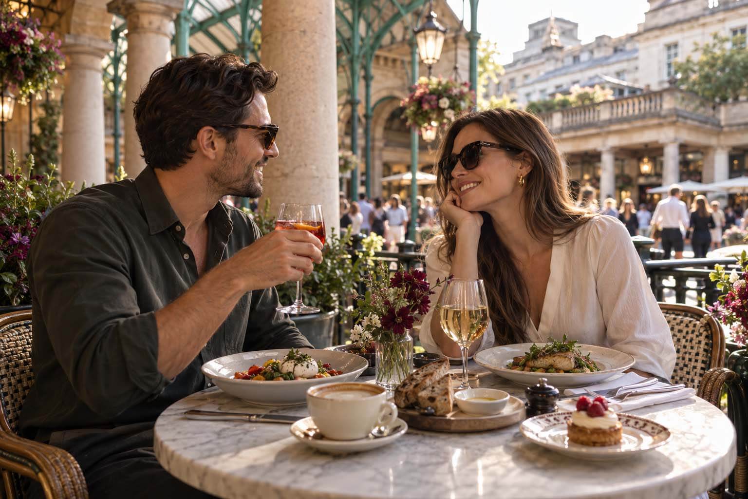 Outdoor dining beside Covent Garden Market